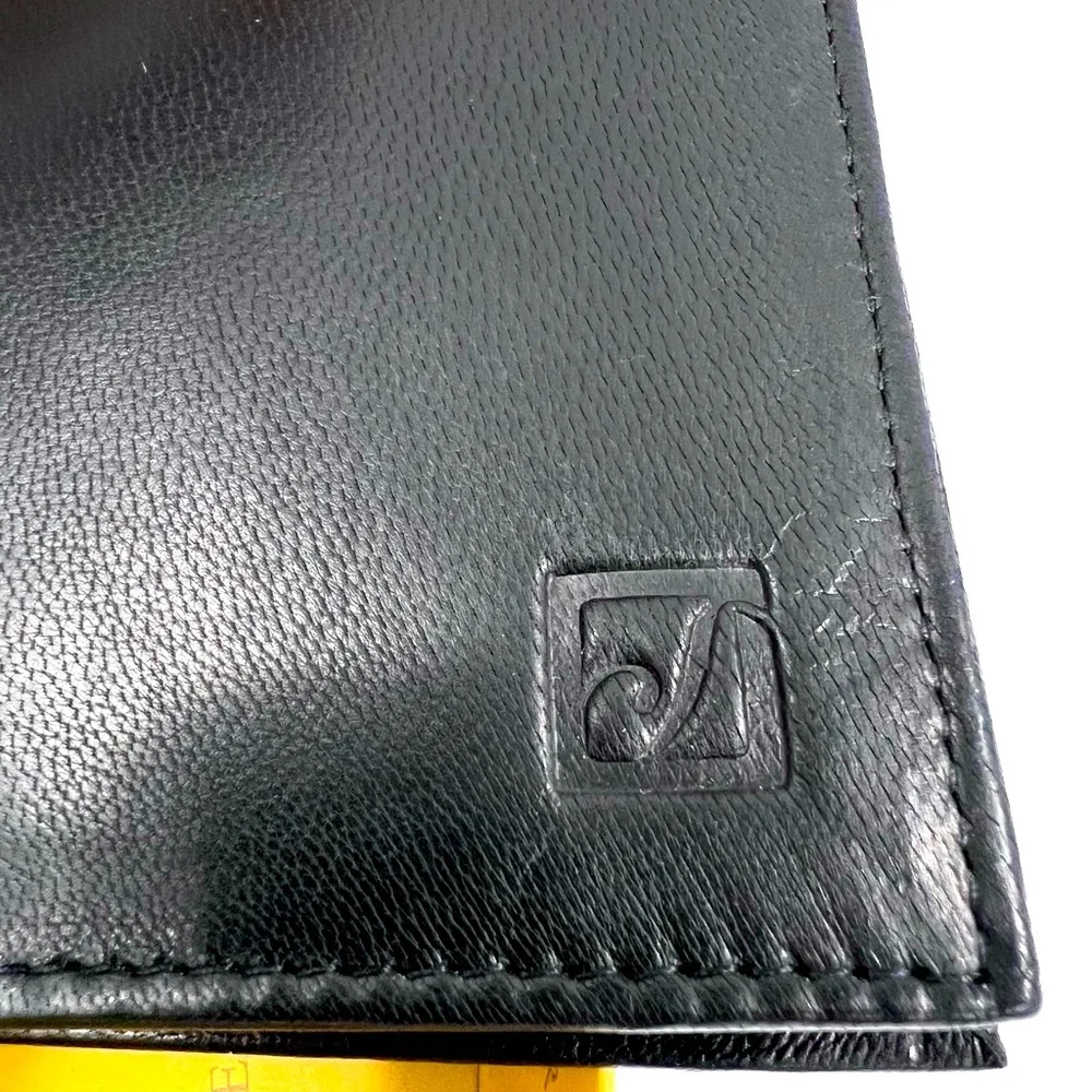 ⭐️STONE MOUNTAIN💯MENS BLACK LEATHER WALLET W/RFID PROTECTION, INTERIOR ZIPPER